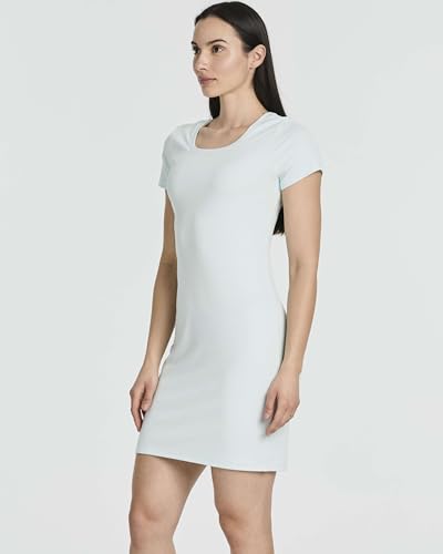 Image of Real Essentials 3 Pack: Women's Ribbed Mini Dress - Short Sleeve T-Shirt Dress Slim Fit Casual Summer Dress