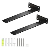 HEART ART Floating Shelf Bracket 10 Inch,2 Pack Heavy Duty Shelf Brackets,L Brackets for Shelves Black,10”L x 1.6”H x1.6”W