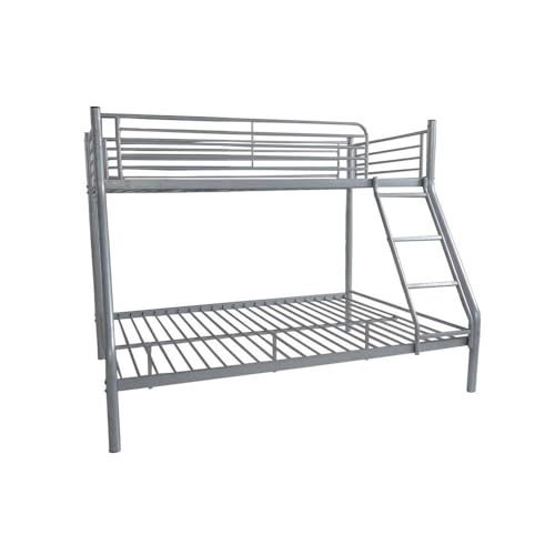 Befara Litera matrimonial Castle de Metal 140x190 + 90x190 cm | Estructura Resistente | Ahorro de Espacio | Plata