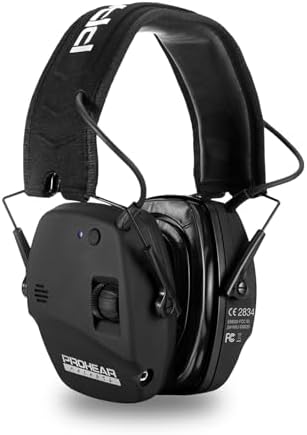 PROHEAR 030 Elektronischer Schiessen Gehörschutz mit Bluetooth 5.4, Schießstand Gehörschutzer, Aktiver Ohrenschützer Lärmminderung Klangverstärkung für Jagd, NRR22dB SNR 27dB, Schw