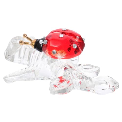 BESPORTBLE Kristall Tierornament Aus Klarem Glas Rote Marienkäfer Figur Filigrane Deko Für Wohnzimmer Schlafzimmer Bücherregal Sammlerwürdige Tischskulptur