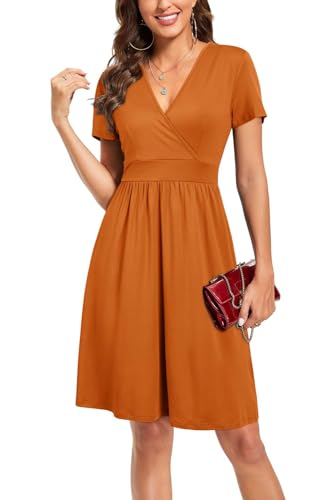 Image of VOTEPRETTY Women's Short Sleeve V Neck Wrap Dress Summer Casual Floral Sundress with Pockets