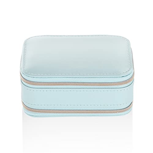 Joyero con Doble Cremallera, Caja de Almacenamiento portátil para Anillos, Pendientes, Collares, Estuche de Cuero sintético para cosméticos y pintalabios