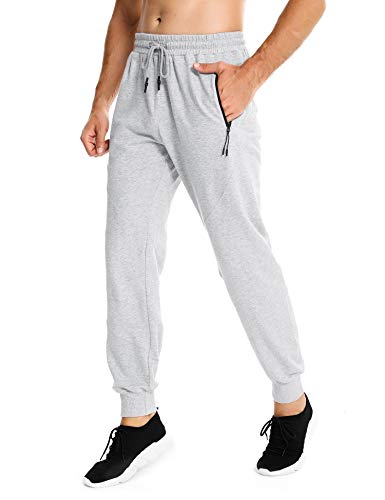 Sykooria Pantalones de Correr Algodón para Hombre Jogger con Cremallera Bolsillos Pantalones Deportivos con Cordón Entrenamiento Ciclismo Gimnasio