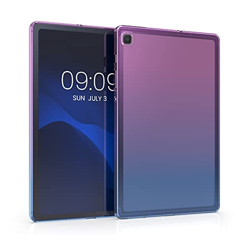kwmobile TPU Silicone Case Compatible with Samsung Galaxy Tab S6 Lite (2024/2022/2020) - Case Soft Flexible Protective Cover - Bicolor Violet/Blue/Transparent