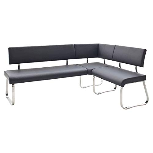 Robas Lund Esszimmerbank Eckbank mit Rückenlehne, Schwarz, 200x150