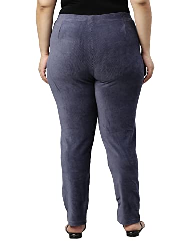 Image of GO COLORS Solid Corduroy Treggings for Women | Warmtech, Mid Rise, Side Pocket