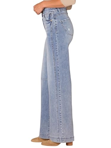 Democracy Women's Skyrise Ab Solution Round Up Wide Leg Jeans with Double Side Seam3