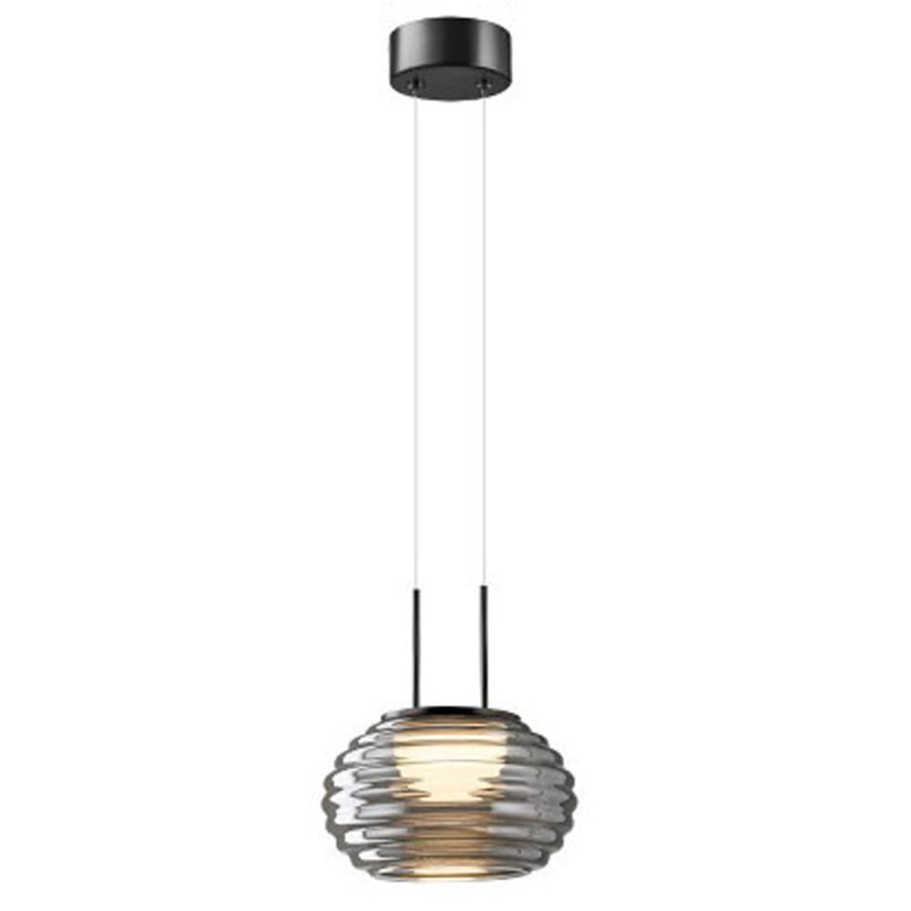 Suspension en verre gris fumé avec éclairage LED 13W basse consommation