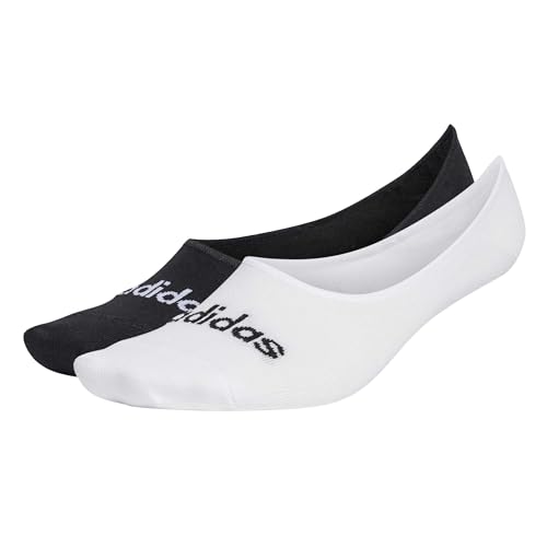 adidas Unisex Thin Linear Ballerina Socks 2 Pairs, White/Black, 8.5-10