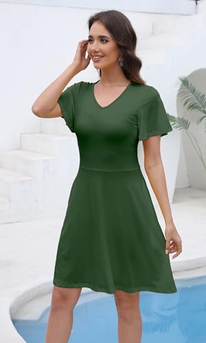 Image of COSSEN Women's Casual Short Sleeve Dress with Pockets