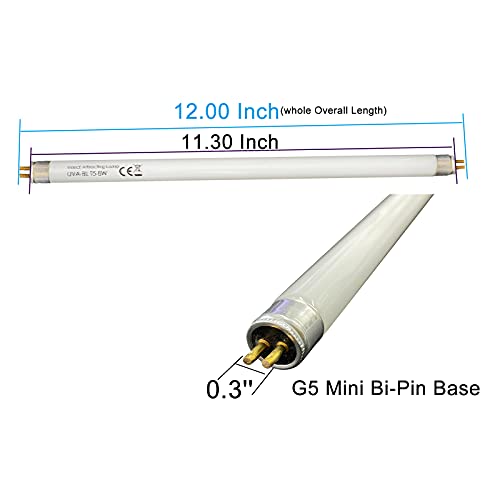 Konideke F8T5/Bl 8W Uva Black Light Bulb, 12 Inch Replacement Linear Fluorescent Bl 365Nm Lamp(2Pack) #TOP1