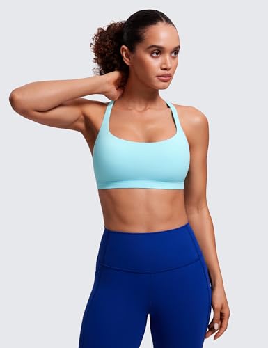 Image of CRZ YOGA Naked Feeling Strappy Sports Bras for Women - Criss Cross Back Wireless Padded Cami Yoga Workout Top