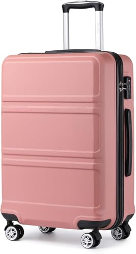 Kono Maleta de Mano Grande 23 Kilos Maleta Grande 75cm con Material ABS con Cerradura TSA y 4 Ruedas（L，Rosa Oro）