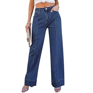 luvamia Wide Leg Jeans for Women Trendy High Waist Straight Leg Baggy Jeans Stretchy Denim Pants Trouser Jeans