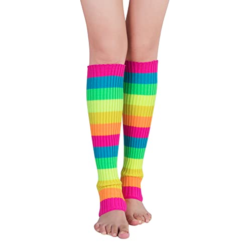 Century Star Neon Ribbed Leg Warmers for Women Girls Juniors Knitted Retro Leg Warmer for 80s Party2