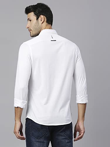 Image of Thomas Scott Men's | Solid | Full Sleeve | Slim Fit | Cotton Elastane | Spread Collar | Knitted Shirt
