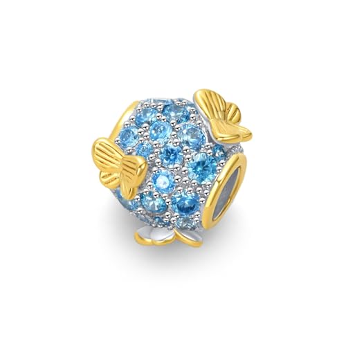 NARTGO Gold Tone Butterfly Sparkling Crystal Charm Compatible with Pandora Charms Bracelets2