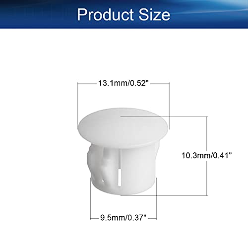 Image of Heyiarbeit 100pcs Hole Plugs 3 /8 inch / 10mm Nylon Plastic Round Snap in Type Locking Hole Tube Furniture Fencing Post Pipe Insert End Caps White Tone