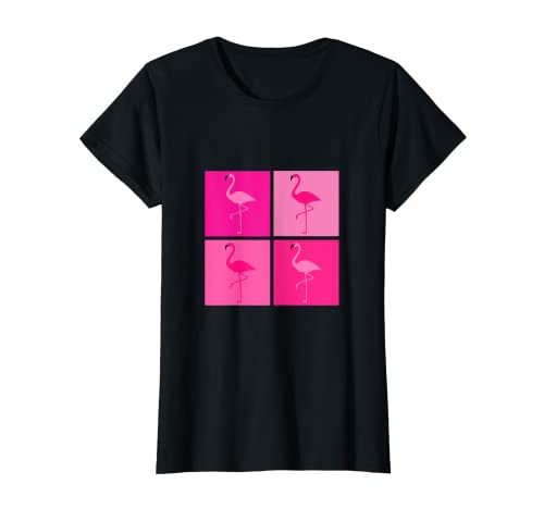 Damen Flamingo Pink Flamingos mit Pinkem Hintergrund T-Shirt