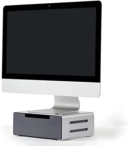 DXX Aluminum Alloy Monitor Riser Computer Stand/Monitor Stand Riser with Drawer for Home Office Computer, Laptop, Printer and Keyboard (L26-1 NO-USB)