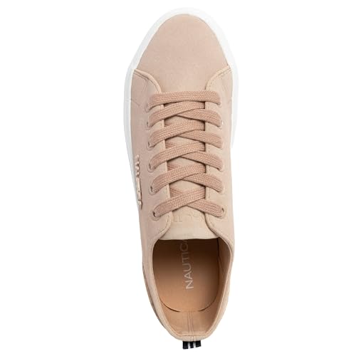 Image of Nautica Women's Fashion Sneaker, Classic Low-Top Lace-Up Casual Shoe with Metal Side Logo and Soft Cushioned Comfort for Everyday Wear