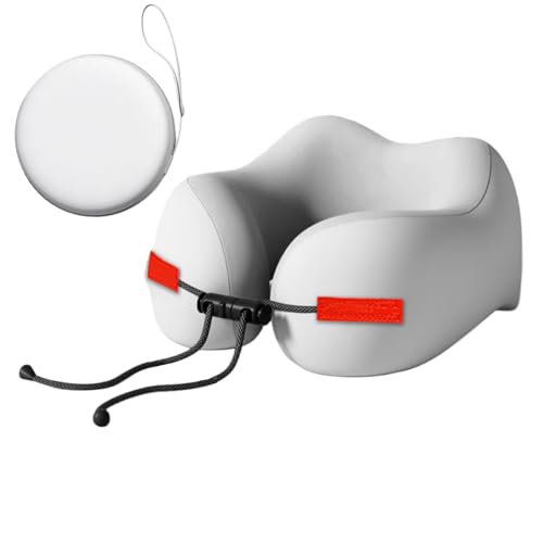 Almohada de cuello de viaje, viaje por carretera, almohada de cuello transpirable con cuerda ajustable para cama, silla reclinable, enfermería, trabajo, mochilero, senderismo, camping, viajes