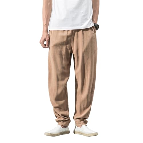 Pantalon en lin homme de style chinois traditionnel avec coupe large lanterne haut de gamme