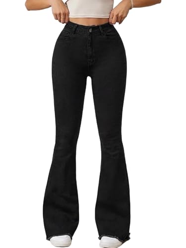 Image of Vogaan Women's High Waist Jeans || Flared Bell Bottom Bootcut Pants || Wide Leg Denim - Perfect for Travel, Party & Everyday Use