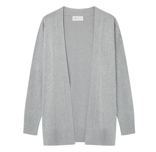 Springfield Cárdigan Abierto Textura Viscosa Liso, Gris Melange, M para Mujer