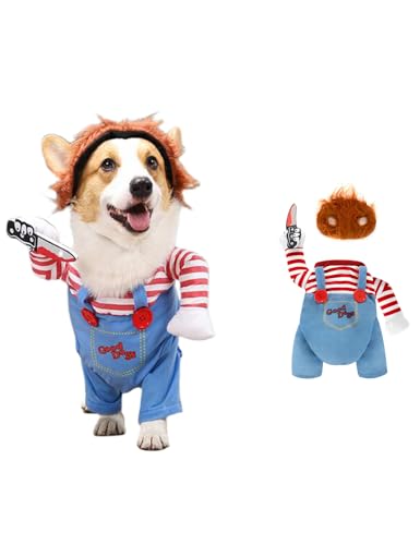 Halloween Dog Costume Pet Dog Cosplay Deadly Doll Halloween Party Costume (Red,Medium)