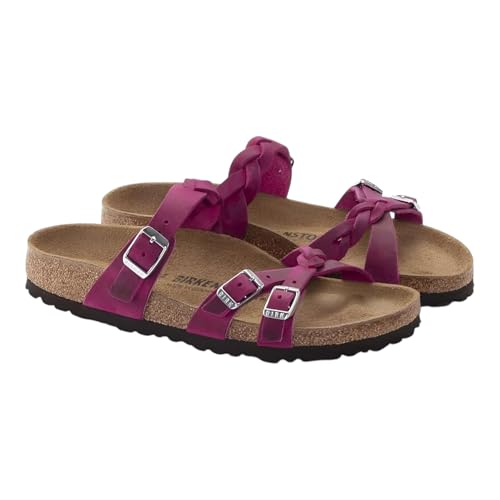 Image of Birkenstock Franca Braided Sandal in Festival Fuchsia Oiled Leather