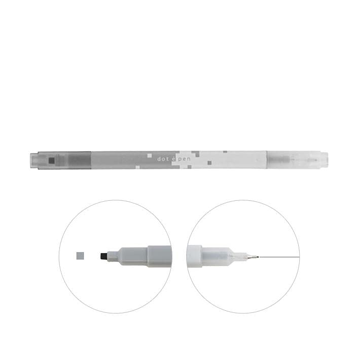 SUN-STAR Dot E Pen, Double Sided Water- Based marker Pen, Square Dot and Fine- Point Pen for Art, Coloring, Sketching, Illustrating - Grey