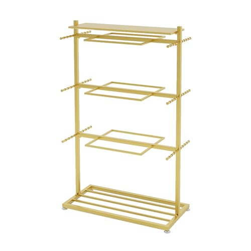 Expositor de Ropa Interior de Metal para Tienda de Ropa, Estante de Suelo para Sujetadores, Camisetas sin Mangas, Sujetadores, Bufandas, etc., estantes de almac(Gold)