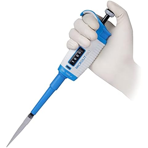 MICROLIT - Single-Channel Pipettes with Adjustable Volume, Accurate and Calibrated Micropipette for 100-1000ul Liquid Capacity, Compatible with 1000ul Pipette Tips Cover
