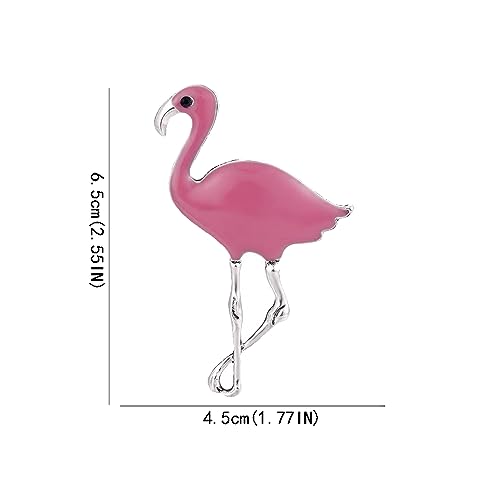 Image of Flamingo Brooch Pin for Women Pink Enamel Lapel Pin Lucky Bird Animal Corsage Badge Pins Accessories Jewelry for Cloth Dress Christmas