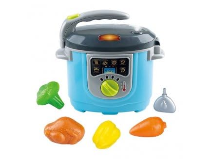 Robot de Cuisine Chef + Aliments dinette - bruitage Cuisson, Fonction Vapeur Froide autocuiseur, cocotte - Jouet electromenager Enfant + Carte Animal