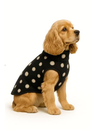 Image of The Pets Company Dog Winter Coat Jacket, Clothes, Windproof, Light Weight, Washable, Ultra Warm Thick Fleece Lined Dog Vest for Cold Weather Protection, (Polka Black Cherry, Medium - 18 Inch)