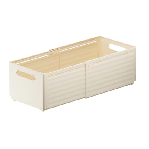 Rhljgbs収納ボックス 収納ケース 引き出し プラスチックケース 伸縮ボックス 小物入れボックス 折り畳み 仕分けケース 衣装 下着収納 デスクトレー文房具 化粧品 キッチン 調味料 カトラリー 収納 台所収納 (ベージュ,L:20*28-48*15c