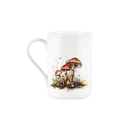 Purely Home Mushroom Mug - Wild Red Cap Mushrooms - Bone China White Mug Coffee/Tea Present Gift - Image 2
