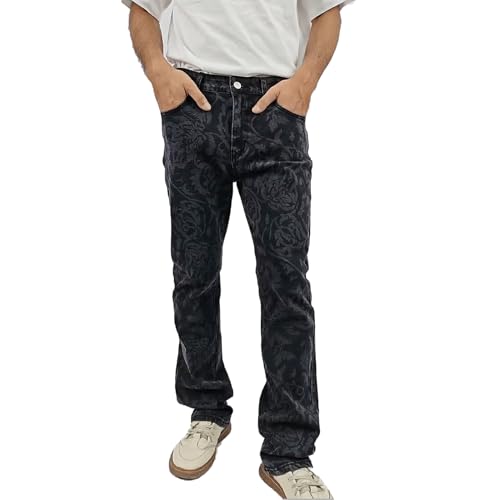 Men's Stacked Slim Fit Jeans Skinny Stretch Straight Leg Denim Pants Y2K Grunge Graphic Jeans Vintage Aesthetic Pants