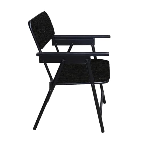 Spacecrafts Folding Study Chair | Space Saving And Adjustable Chair | Powder Coated With Cushion | Without Writing Pad - Mild Steel, Black