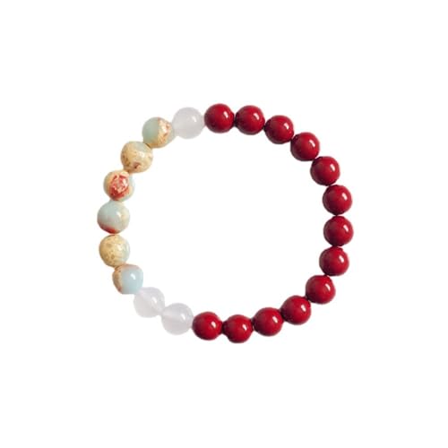 Bracelet en cinabre naturel pour femme avec jade blanc : le cadeau idéal de créativité haut de gamme
