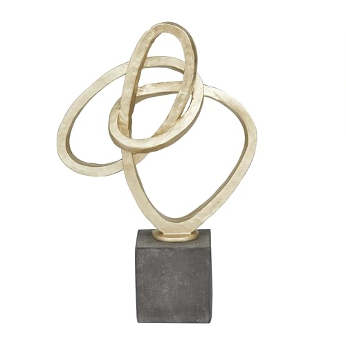 Escultura Decorativa Abstracta Oro con Base Negra 11 x 4 x 17 in miniatura 1