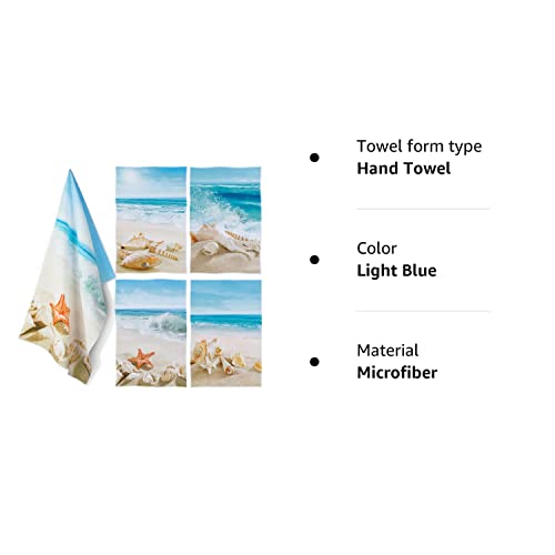 4 Pcs Beach Kitchen Towels Beach Themed Decor For Home Beach Accessories Hand Towels Tea Towels For Kitchen Housewarming Gift For New Home, Blue Coastal Kitchen Towels (Light Blue, Beach Ocean) #TOP7