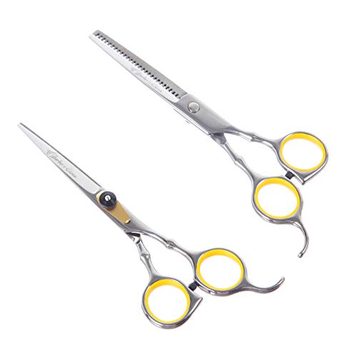 Barber's Choice Hair Cutting and Thinning/Texturizing Scissors/Shears Set - Comes with Black Case and Comb - 6.5'' - Stainless Steel