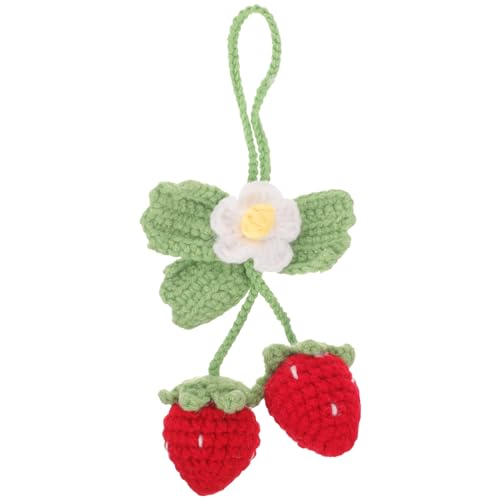 Reviews y listado de Tejas decoradas comprados en linea. 37 Ciieeo Adornos De Coche Encanto Llavero Dije De Llavero De Flores Interiores del Coche Rojo Decoraciones De Fresas De Crochet De La Tapa Hilo Espejo De Coche Sabana De Algodon