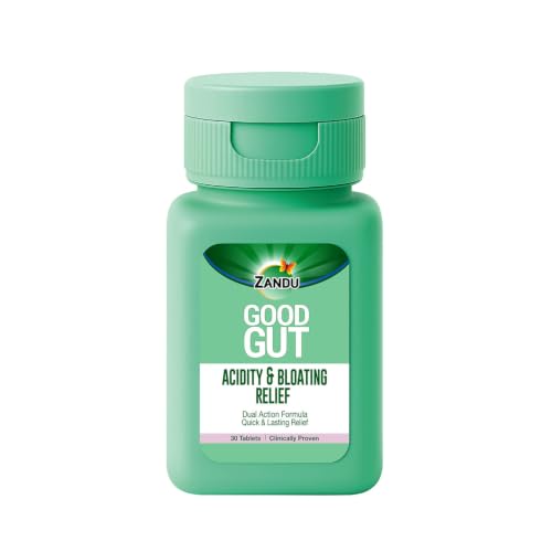 Image of Zandu Good Gut Acidity & Bloating Relief Tablets | Clinically Proven | Instant & Long-Lasting Relief | Non-Habit Forming, 30 Tablets