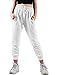 Ma Croix Womens Jogger Pants Lightweight French Terry Cotton Blend Casual Sweatpants with Pockets (Small, 3mx01_White)