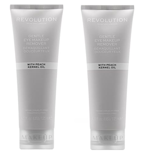 Pack of 2 Makeup Revolution Skincare London Gentle Eye Make Up Remover with Peach Kernel Oil